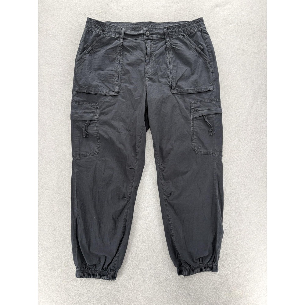 American Eagle Baggy Jogger Cargo Pants Womens 16 Gray Stretch Twill Casual Y2K - Picture 1 of 11